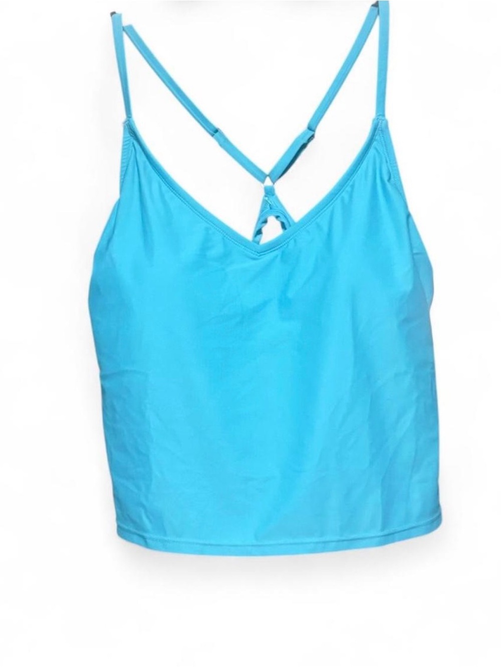 Women's Eco Beach Cropped Scoopneck Strappy Tankini  Swift Blue Size XL NWT